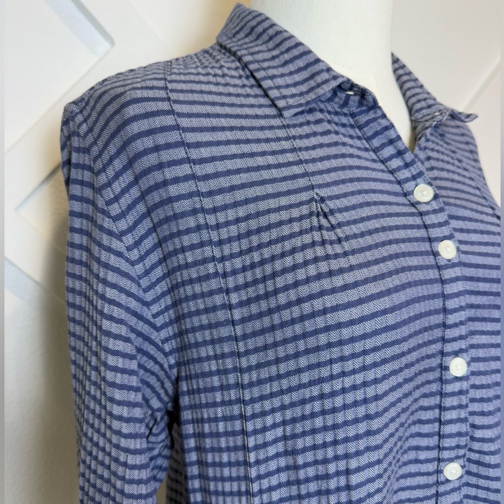 Toad&Co Mixologist Tunic Long Sleeve Blue Stripe Organic Cotton Women’s Medium - Picture 5 of 12
